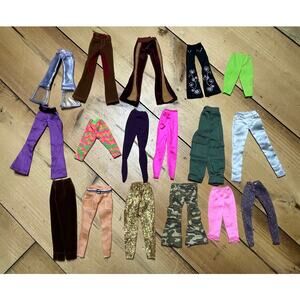 Lot of 17 Barbie Doll Clothing. Mix lot of Pants. Flared. Straight. Print